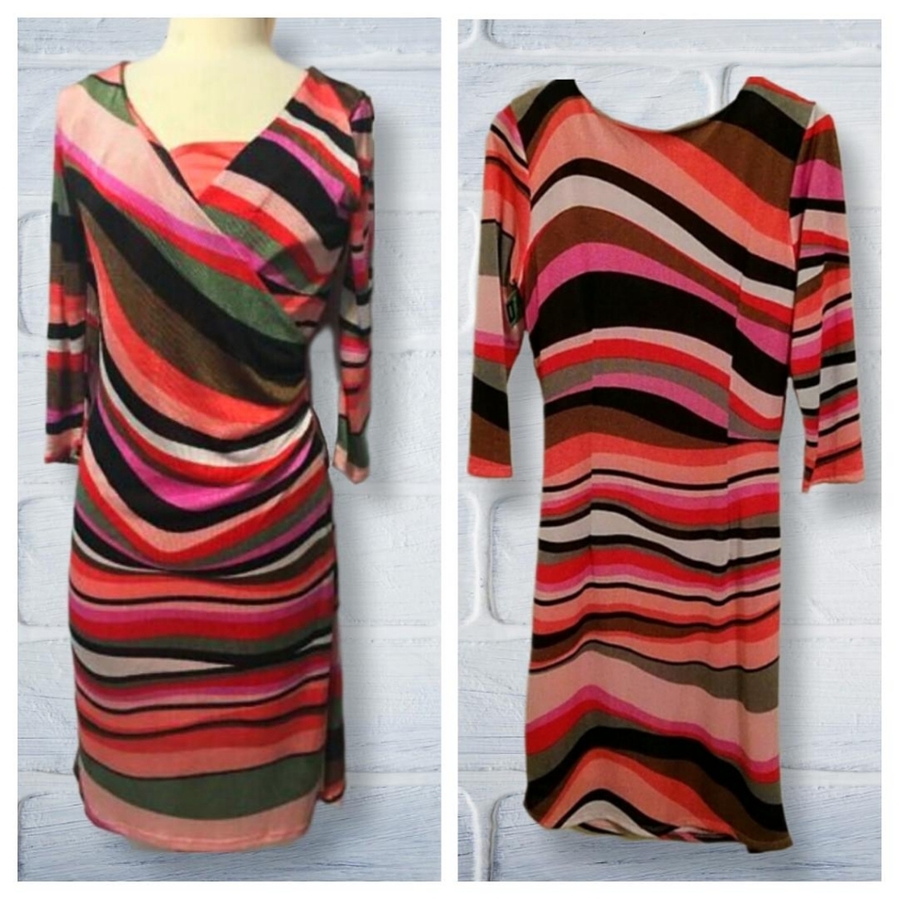 NWT Sharagano PINK wrap dress sz 6